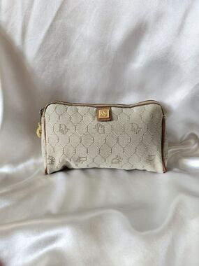 Christian Dior Vintage 1990s Brown Honeycomb Clutch Pouch Cosmetics Bag